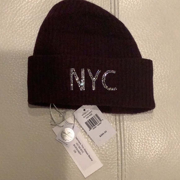 Carolyn Rowan NYC Cashmere Thin Ribbed Beanie - Picture 6 of 7